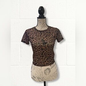 Baby Phat | Leopard Print Mesh Top | Size S - Trendy Y2K Fashion